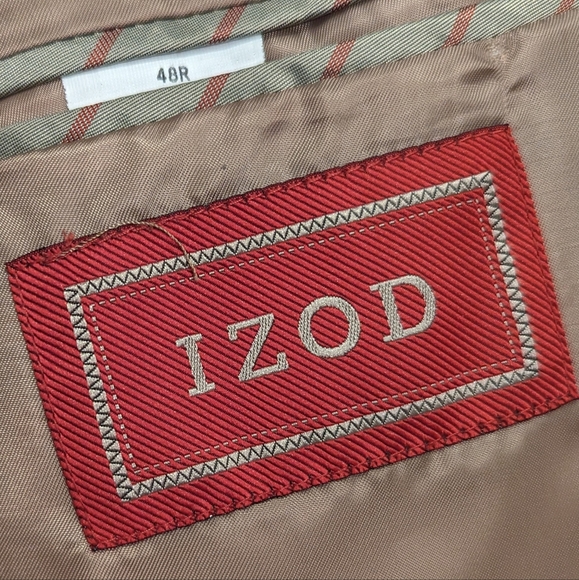 Izod Men Blazer sports coat jacket houndstooth gray two button classic fit 48R - Picture 5 of 8